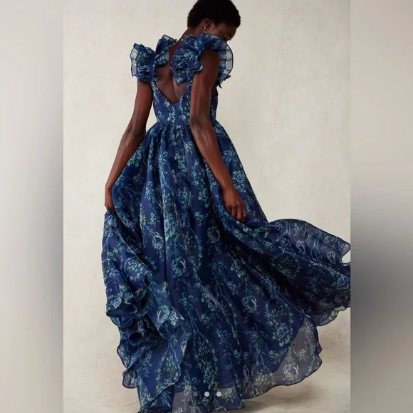 Free People x Selkie Floral Blue Casseopia Gown ‼️LIMITED EDITION‼️ NWT🔖 - Picture 2 of 14